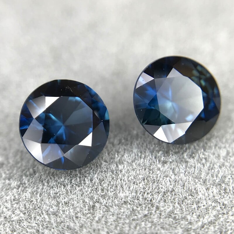 0.81tcw Round Mixed Cut Sapphire Pair