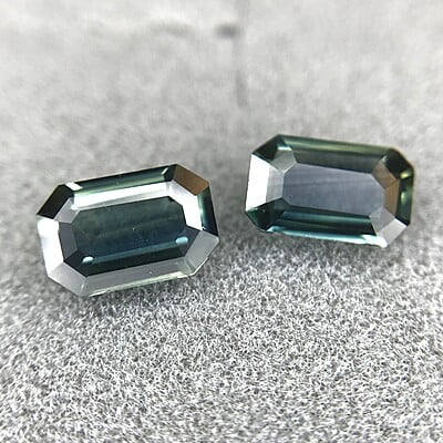 0.78tcw Octagon Step Cut Sapphire Pair