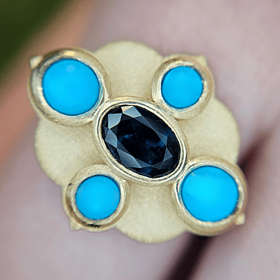 'Trio of Azure' Ring